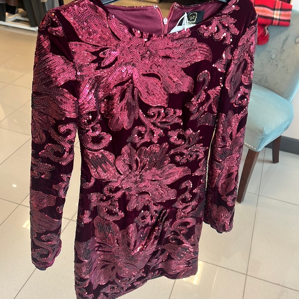 M 2 red velvet sequin dress small